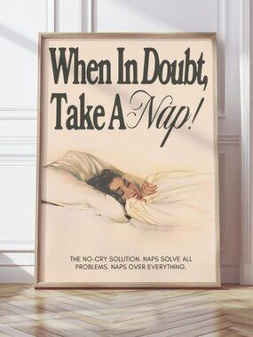 When In Doubt Take A Nap Poster, Vintage Typography Wall Art